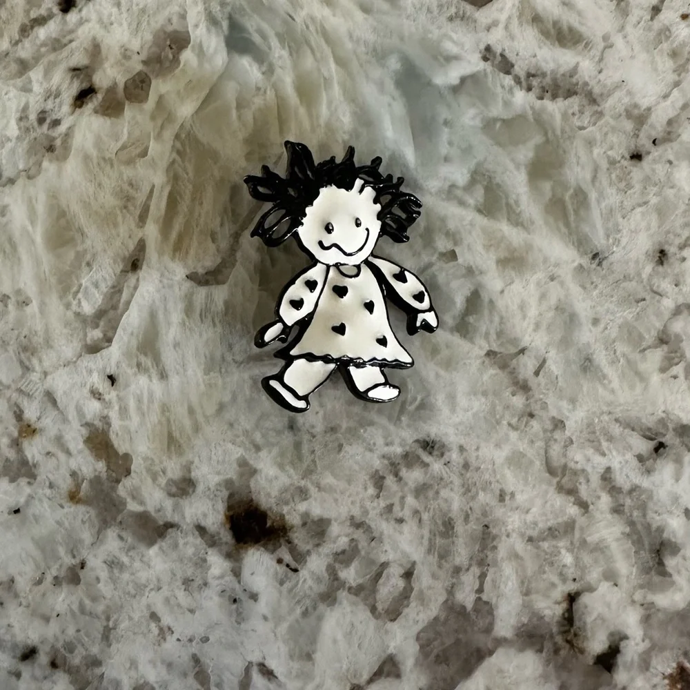 SFJ Crazy Girl Black & White Pin Brooch #48758